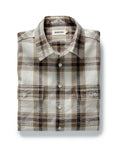 folded flatlay of The Craftsman Shirt in Bark Plaid Linen