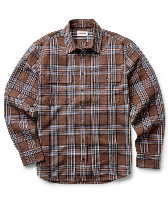 flatlay of The Craftsman Shirt in Brick Plaid