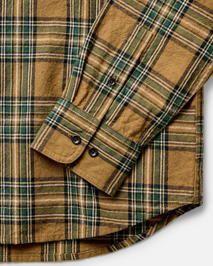 material shot of the sleeves on The Craftsman Shirt in Fern Plaid