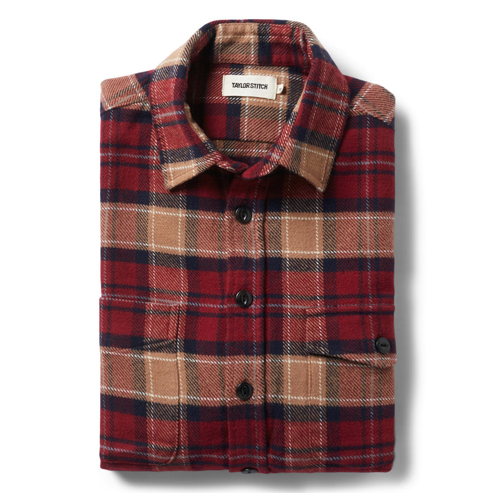 flatlay of The Crater Shirt in Cardinal Check