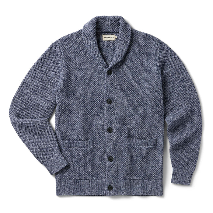 flatlay of The Crawford Sweater in Blue Melange