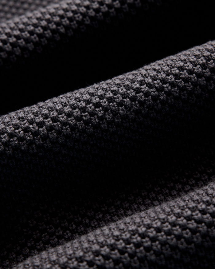 material shot of the fabric on The Crawford Sweater in Charcoal