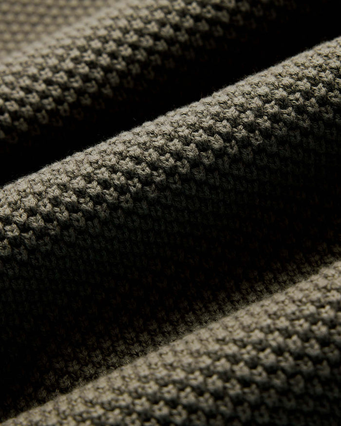 material shot of the fabric on The Crawford Sweater in Fatigue Olive