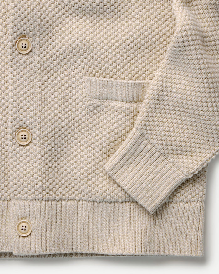 flatlay of The Crawford Cardigan Sweater in Marled Natural