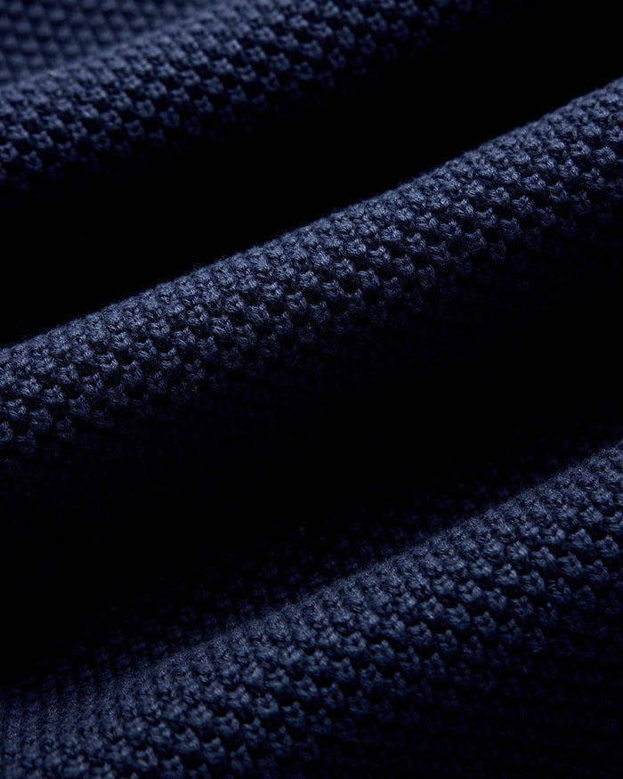 material shot of the sleeves on The Crawford Sweater in Navy
