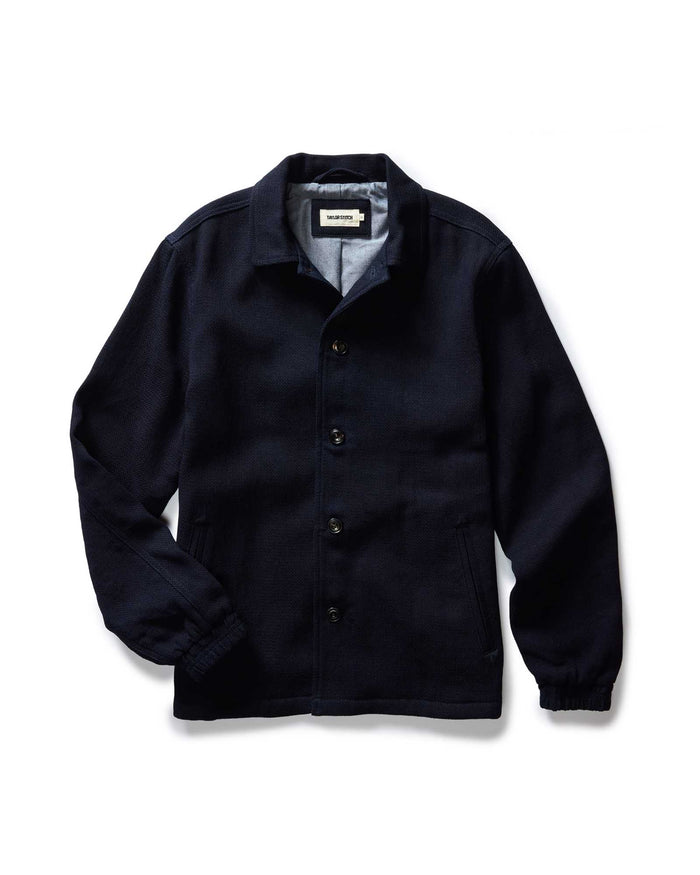 flatlay of The Crew Jacket in Raw Indigo Sashiko