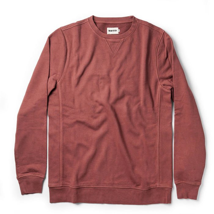 flatlay of The Crewneck in Brick Red Terry