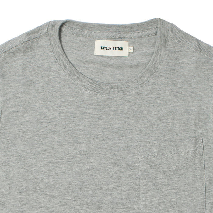 The Crewneck Pocket Tee in Heather Grey