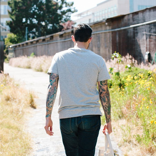 The Crewneck Pocket Tee in Heather Grey