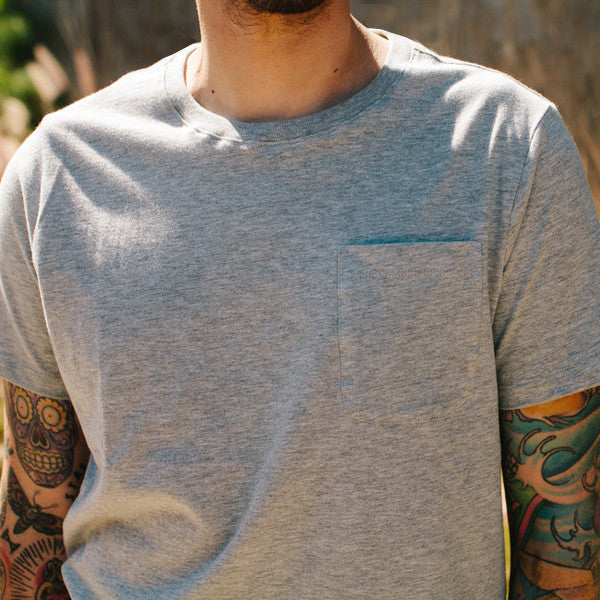 The Crewneck Pocket Tee in Heather Grey