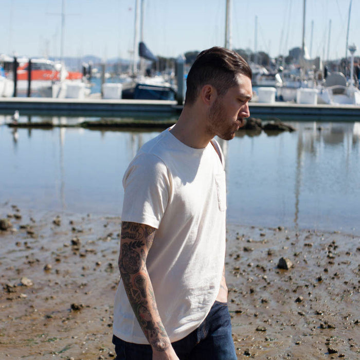 The Crewneck Pocket Tee in Natural