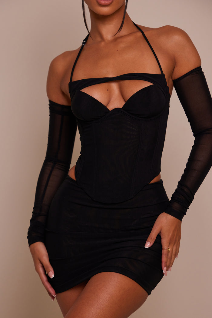The cut out panel set with sleeves - Black