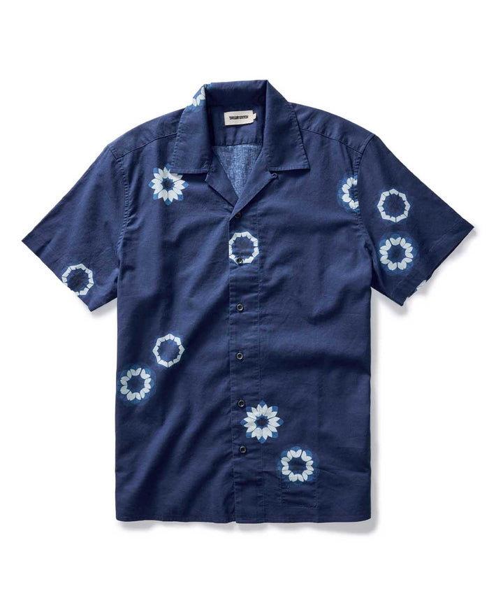 flatlay of The Davis Shirt in Dark Navy Geo