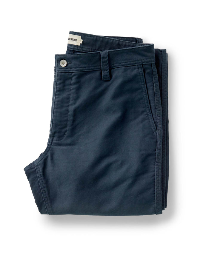 folded flatlay of The Deck Pant in Dark Navy Bedford Cord
