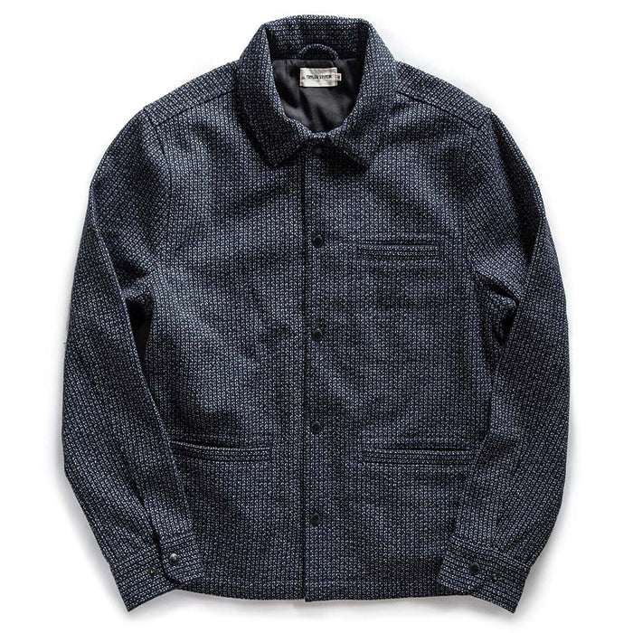 flatlay of The Decker Jacket in Navy Wool Beach Cloth