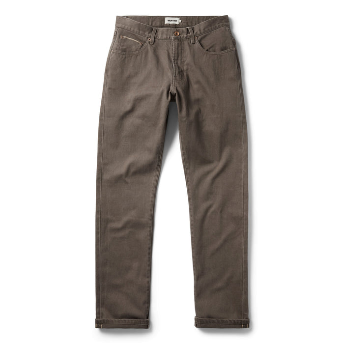 flatlay of The Democratic All Day Pant in Washed Walnut Selvage, shown in full