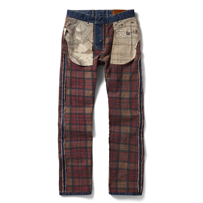 material shot of the inside of The Democratic Brushed Back Jean in Sawyer Wash Organic Selvage