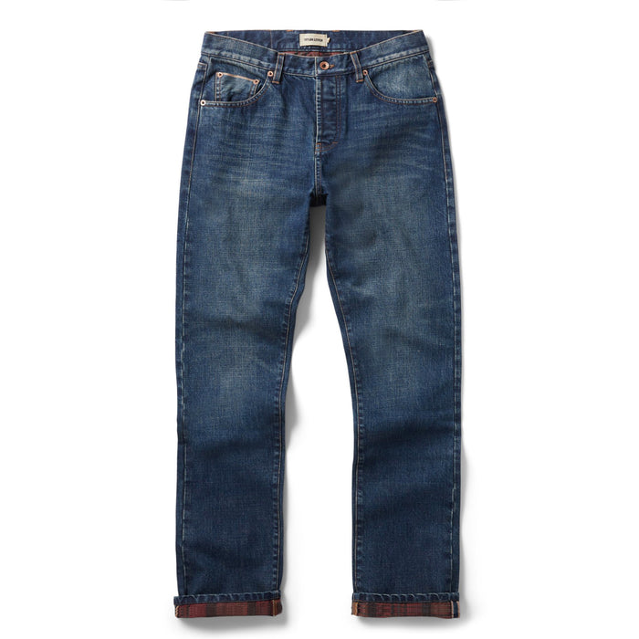 flatlay of The Democratic Brushed Back Jean in Sawyer Wash Organic Selvage