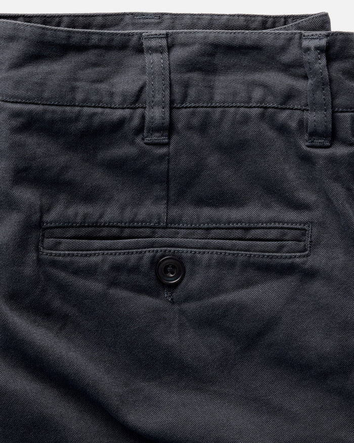 material shot of the back pocket on The Democratic Foundation Pant in Organic Navy