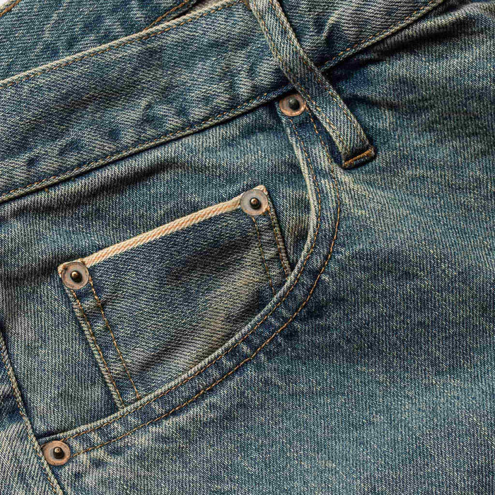 material shot of The Democratic Jean in 24-Month Wash Japanese Selvage—pocket cropped shot