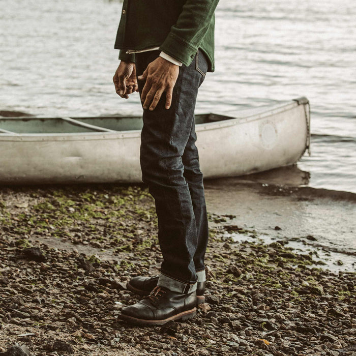 The fit model in Democratic Denim