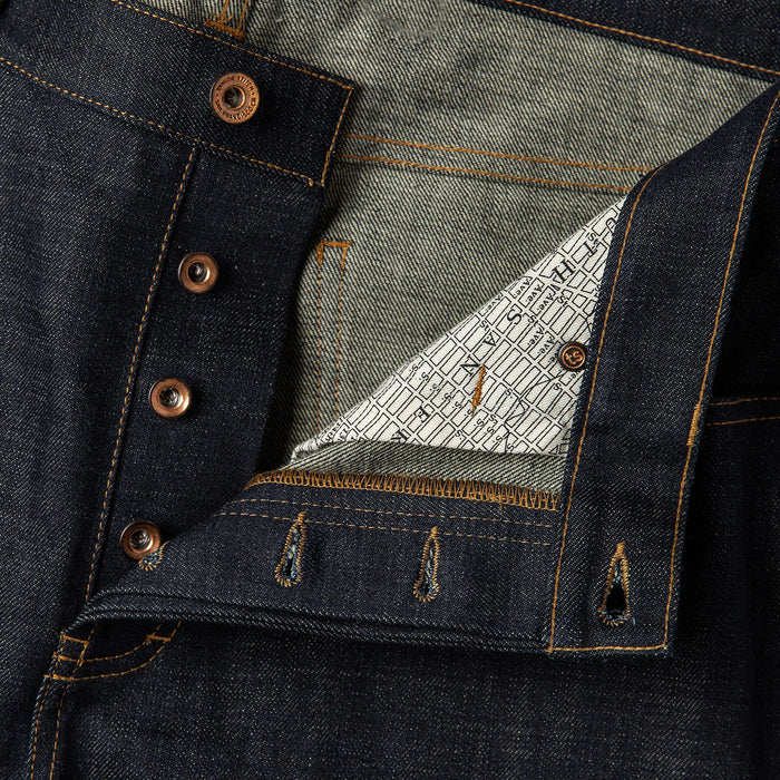 material shot of button fly