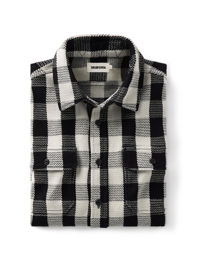 folded flatlay of The Division Shirt in Black Indigo Check