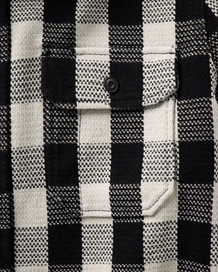 material shot of the fabric on The Division Shirt in Black Indigo Check