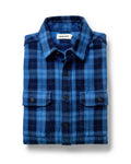 folded flatlay of The Division Shirt in Rinsed Indigo Plaid