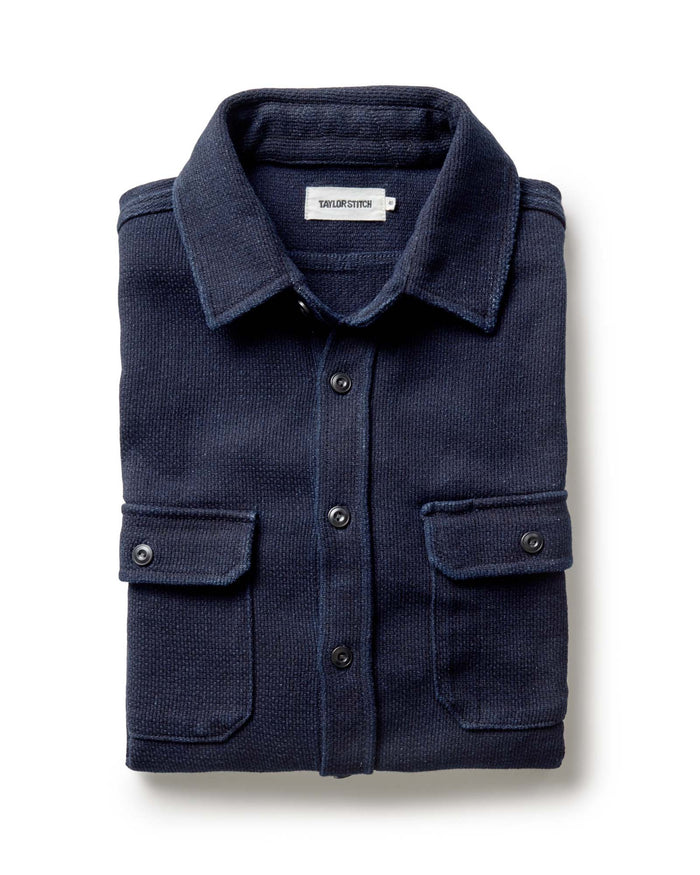 folded flatlay of The Division Shirt in Rinsed Indigo