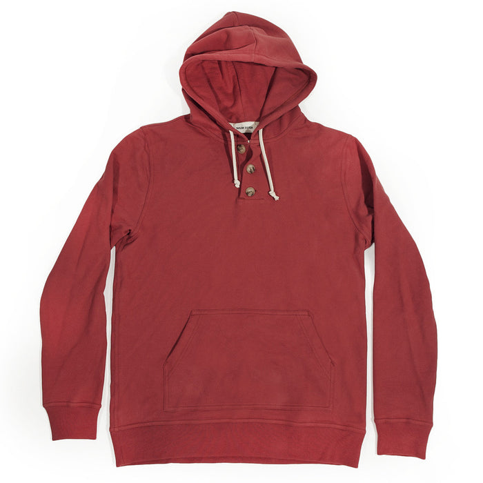 The Dusty Red 3 Button Hooded Sweatshirt