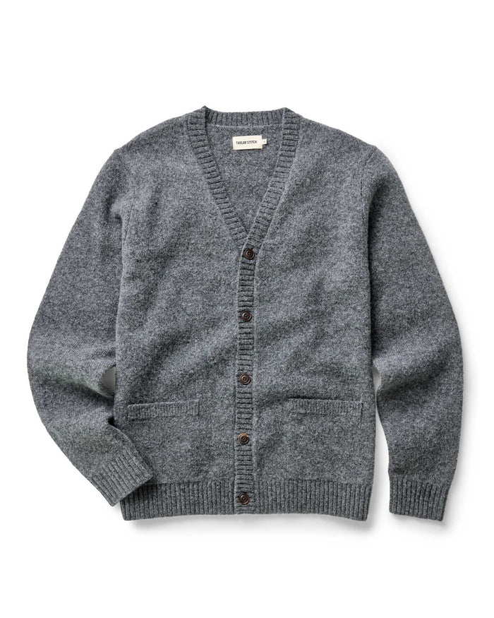 flatlay of The Eastmoor Cardigan in Heather Graphite Wool