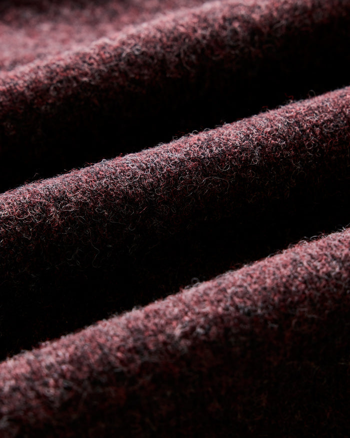 material shot of the fabric on The Eastmoor Cardigan in Heather Port Wool