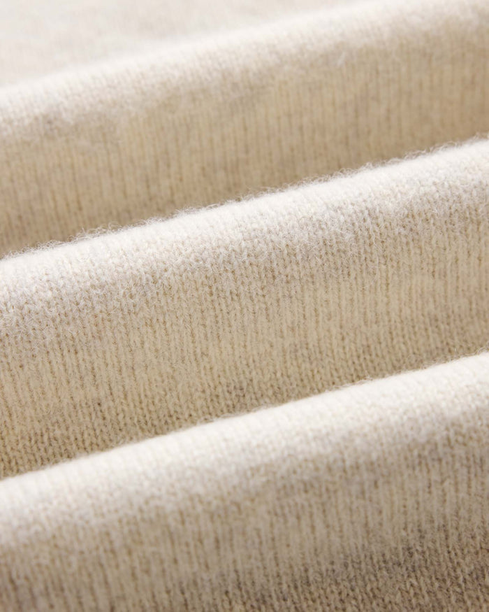 material shot of the fabric on The Eastmoor Sweater in Heather Ivory Wool