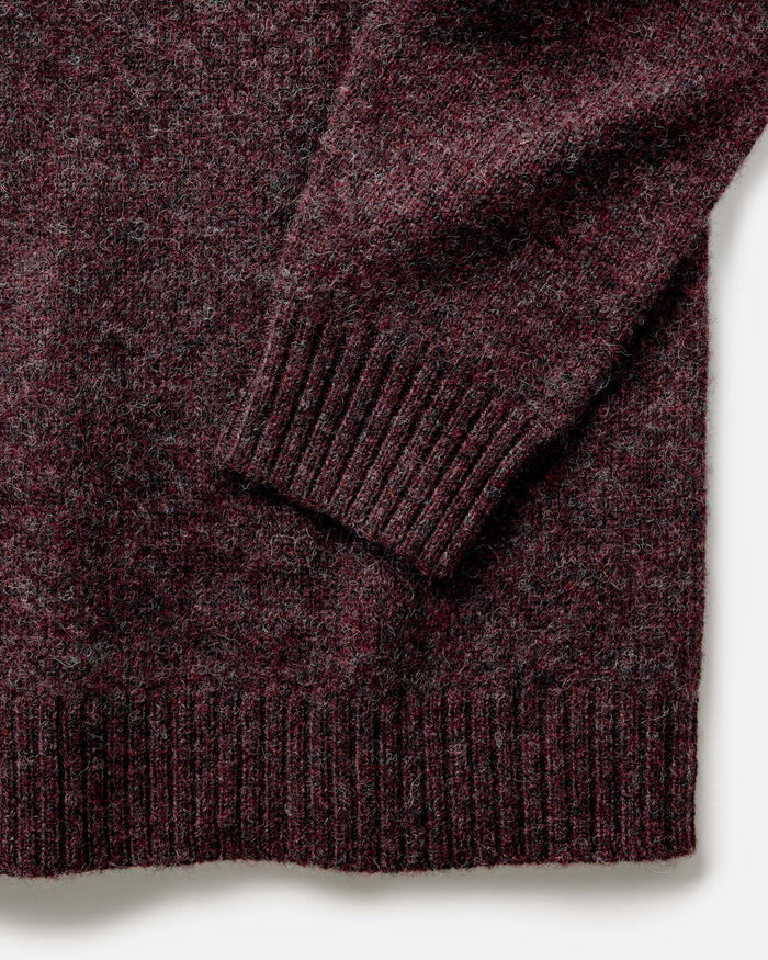 material shot of the sleeves on The Eastmoor Sweater in Heather Port Wool