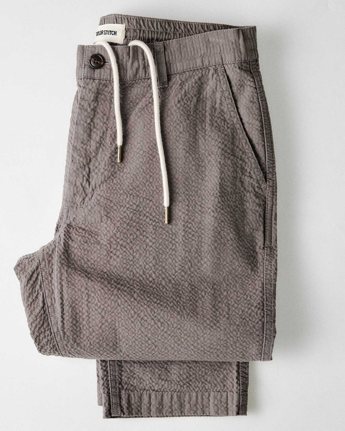 folded flatlay of The Easy Pant in Canteen Seersucker