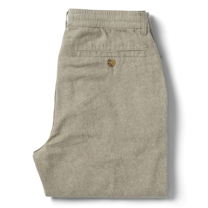 flatlay of The Easy Pant in Olive Herringbone, shown from the back