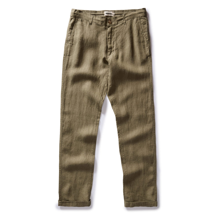flatlay of The Easy Pant in Olive Linen