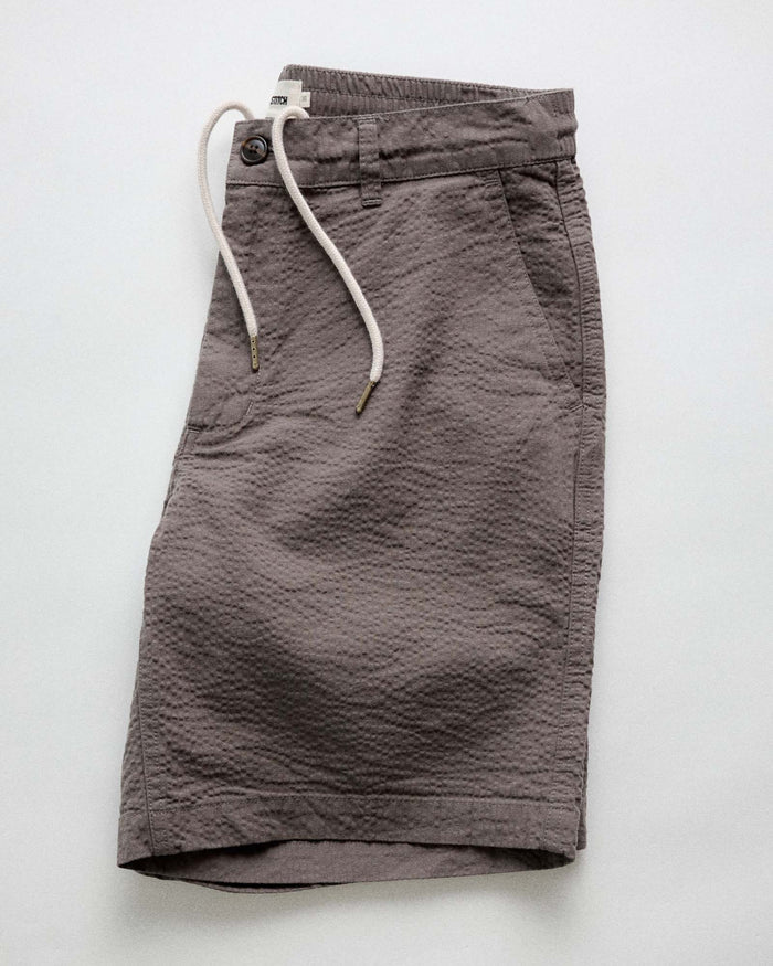 folded flatlay of The Easy Short in Canteen Seersucker