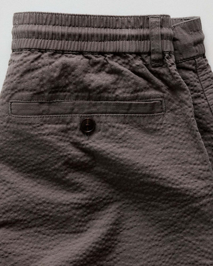 material shot of the back of The Easy Short in Canteen Seersucker