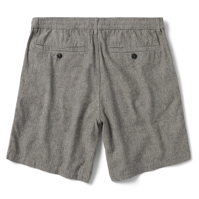 flatlay of the back of The Easy Short in Charcoal Herringbone