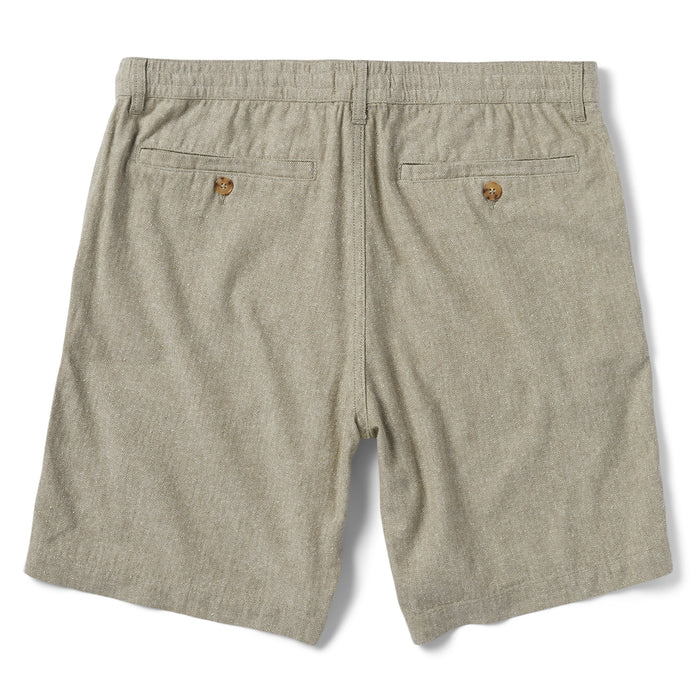 flatlay of the back of The Easy Short in Olive Herringbone
