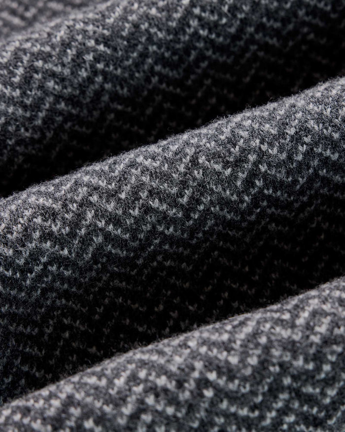 material shot of the fabric on The Eddy Cardigan in Heather Charcoal Herringbone