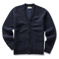 flatlay of The Eddy Cardigan in Heather Marine Herringbone