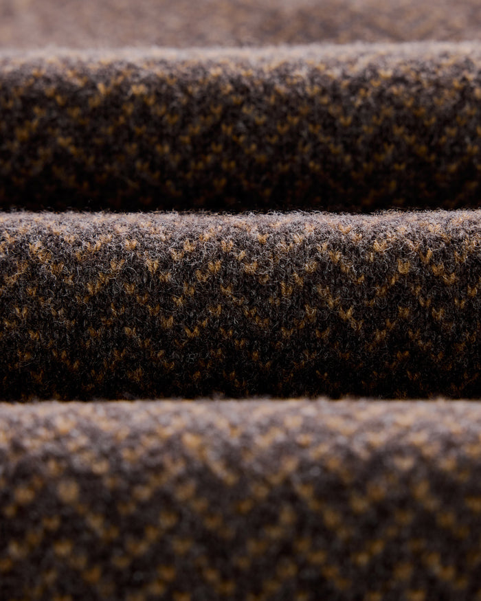 material shot of the fabric on The Eddy Crew in Coffee Herringbone