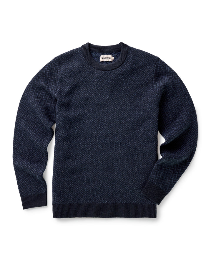 flatlay of The Eddy Crew in Heather Marine Herringbone