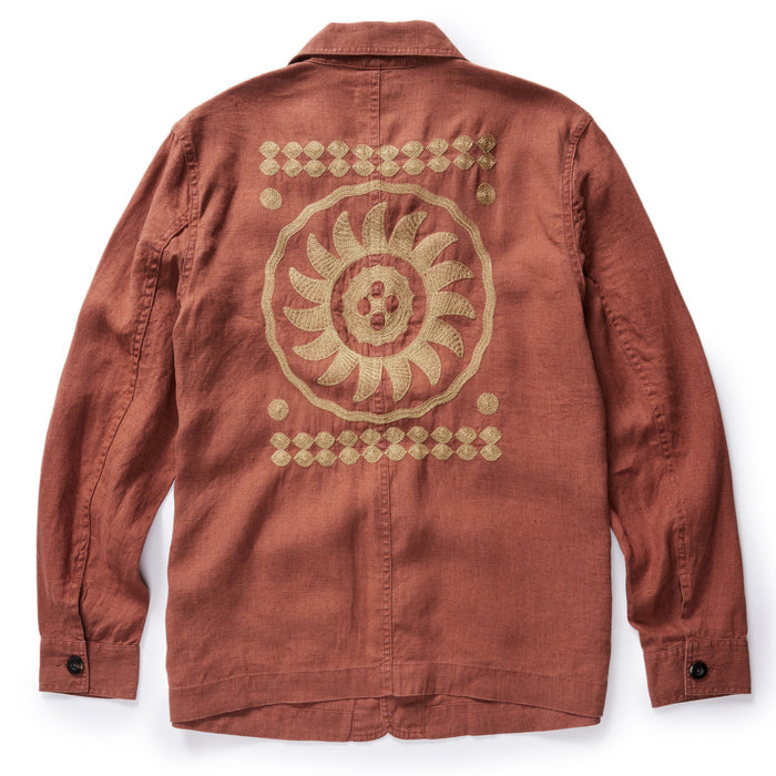 flatlay of The Embroidered Ojai in Dried Guajillo Hemp, shown from the back