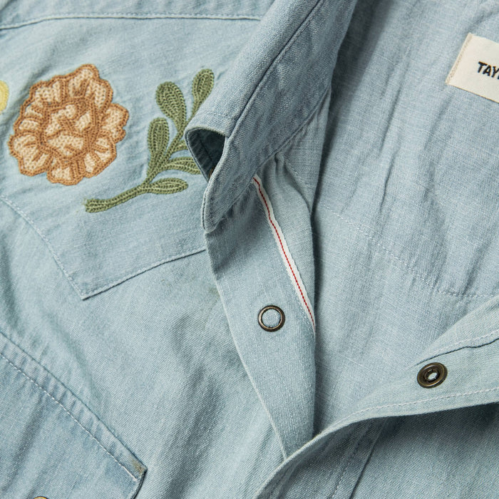 material shot of selvage detail inside shirt