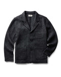 flatlay of The Ridgewood Cardigan in Charcoal Birdseye Wool