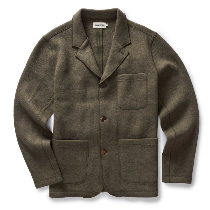flatlay of The Evans Blazer in Forest Birdseye Wool